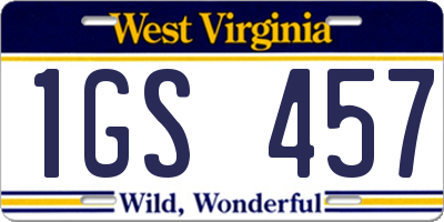 WV license plate 1GS457