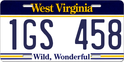 WV license plate 1GS458