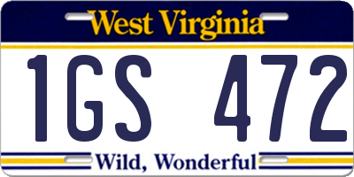 WV license plate 1GS472