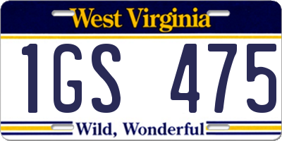 WV license plate 1GS475
