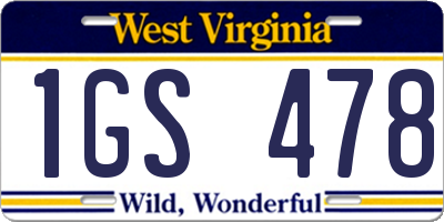 WV license plate 1GS478