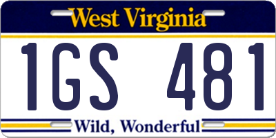 WV license plate 1GS481