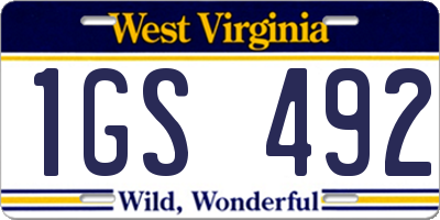 WV license plate 1GS492