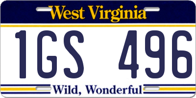 WV license plate 1GS496
