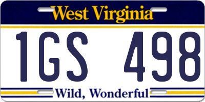 WV license plate 1GS498