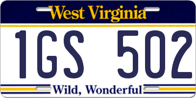 WV license plate 1GS502