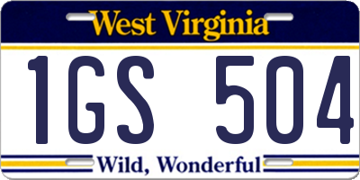 WV license plate 1GS504