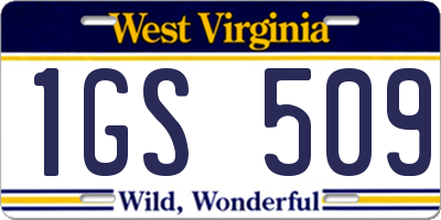 WV license plate 1GS509