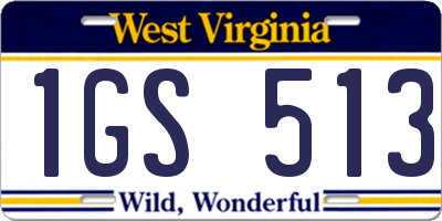 WV license plate 1GS513