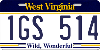 WV license plate 1GS514