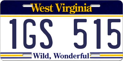 WV license plate 1GS515