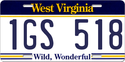 WV license plate 1GS518