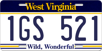 WV license plate 1GS521