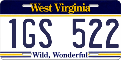 WV license plate 1GS522