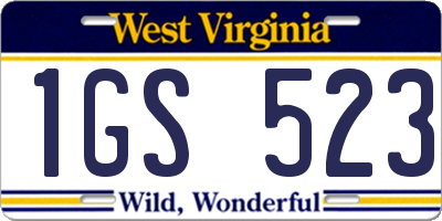 WV license plate 1GS523