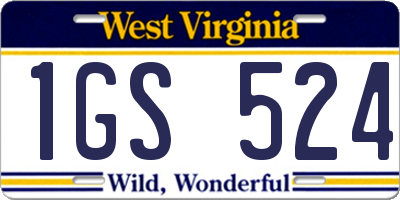 WV license plate 1GS524
