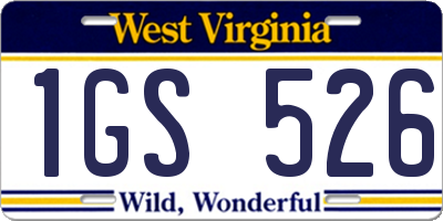 WV license plate 1GS526