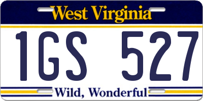 WV license plate 1GS527