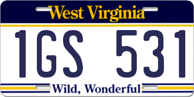 WV license plate 1GS531