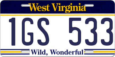 WV license plate 1GS533