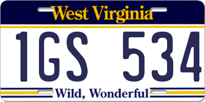 WV license plate 1GS534