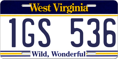 WV license plate 1GS536