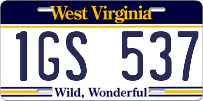 WV license plate 1GS537