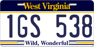 WV license plate 1GS538