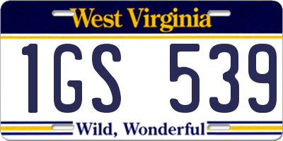 WV license plate 1GS539