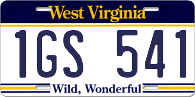 WV license plate 1GS541