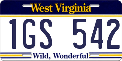 WV license plate 1GS542