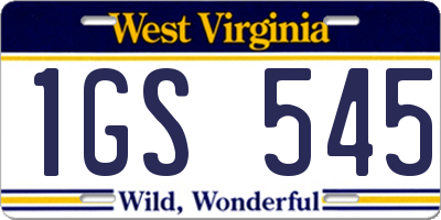 WV license plate 1GS545