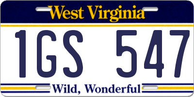 WV license plate 1GS547