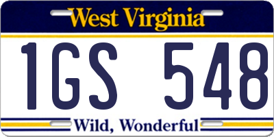 WV license plate 1GS548