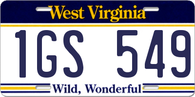 WV license plate 1GS549