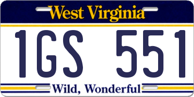 WV license plate 1GS551