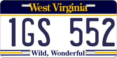 WV license plate 1GS552