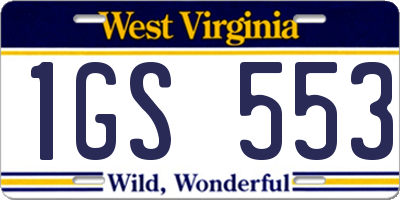 WV license plate 1GS553