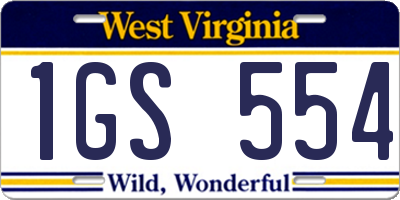 WV license plate 1GS554
