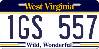 WV license plate 1GS557