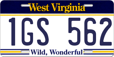 WV license plate 1GS562