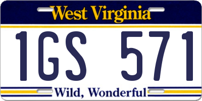 WV license plate 1GS571