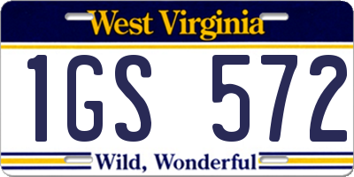 WV license plate 1GS572