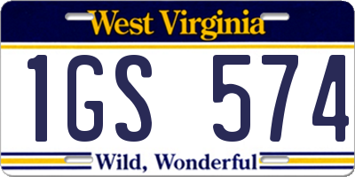 WV license plate 1GS574