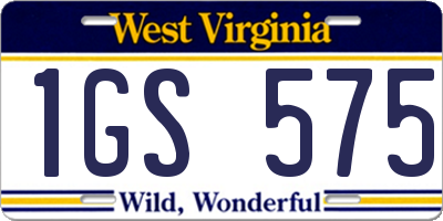 WV license plate 1GS575