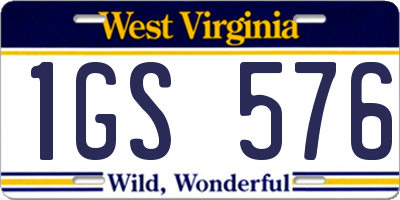 WV license plate 1GS576