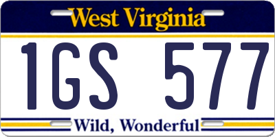 WV license plate 1GS577