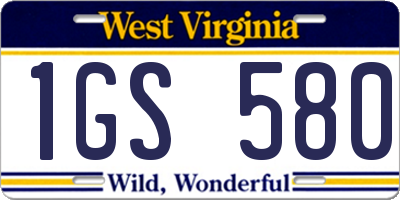 WV license plate 1GS580