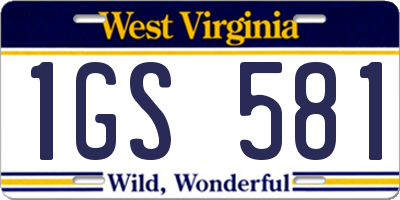 WV license plate 1GS581