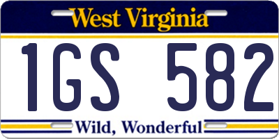 WV license plate 1GS582